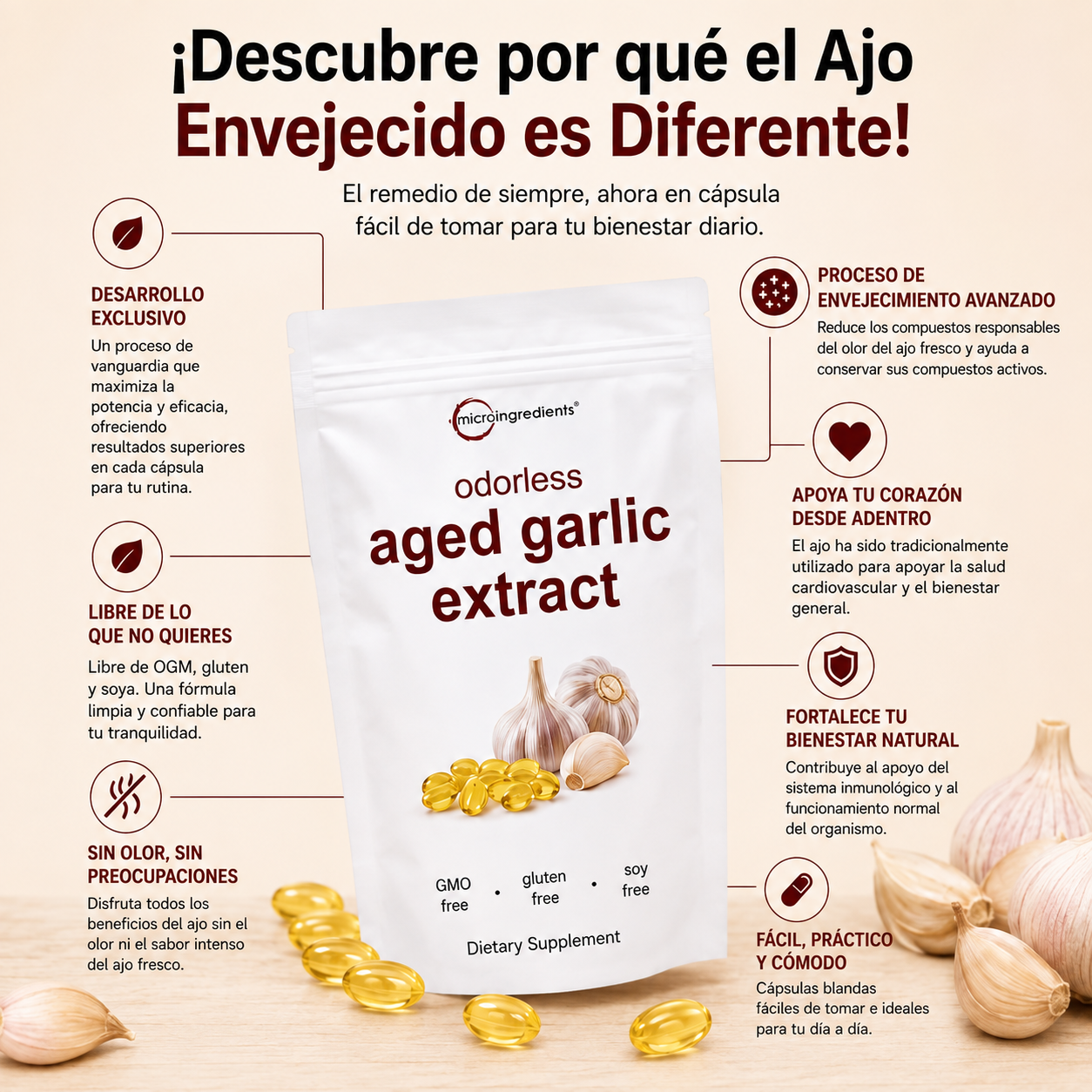 Extracto de Ajo Maduro – Bienestar cardiovascular y antioxidante en una cápsula