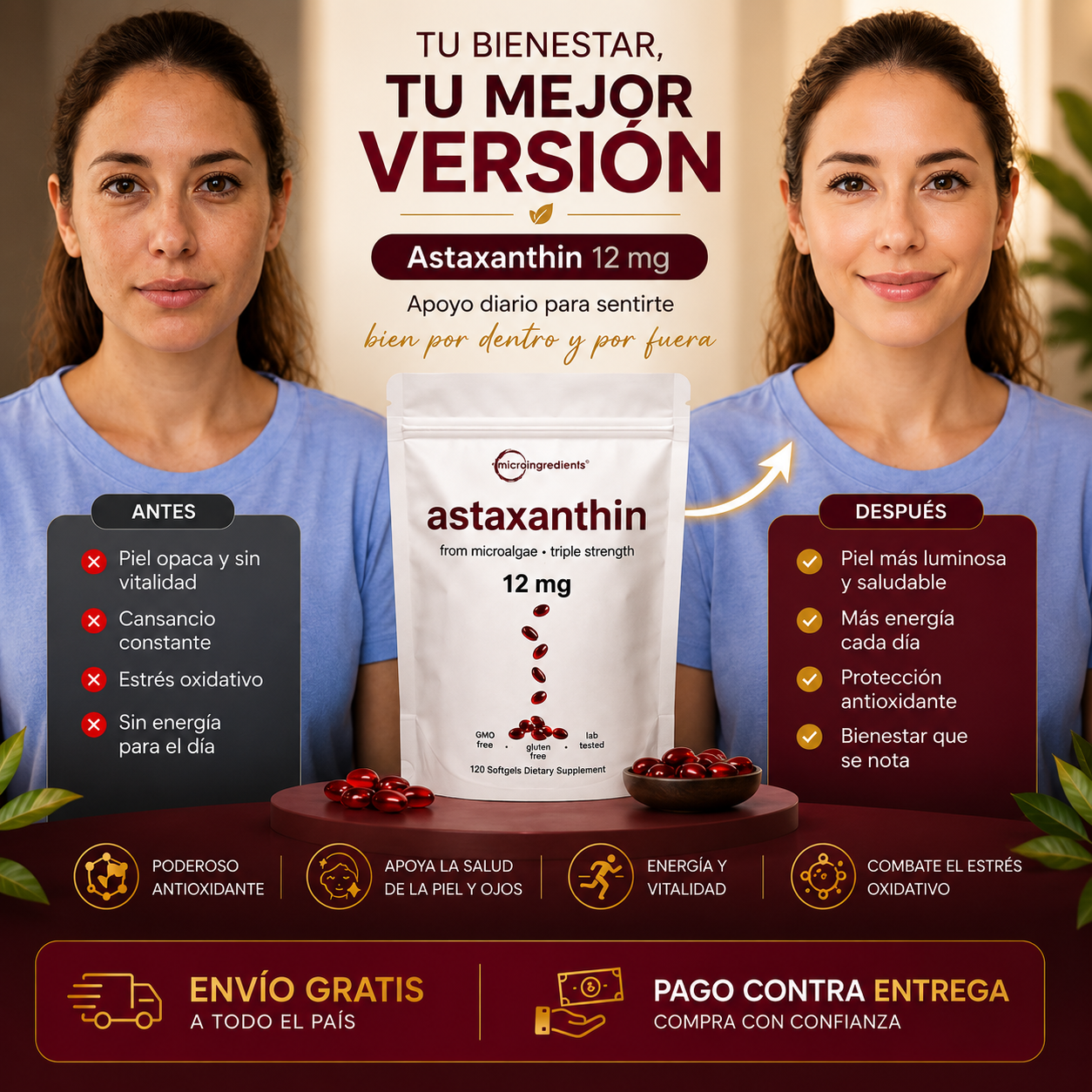 ASTAXANTINA: El antioxidante que te devuelve juventud y energía.