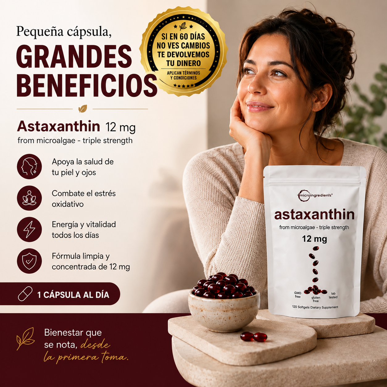 ASTAXANTINA: El antioxidante que te devuelve juventud y energía.